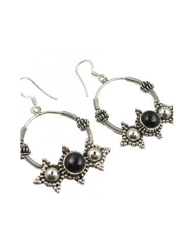 Boucles d'oreilles en Onyx et argent