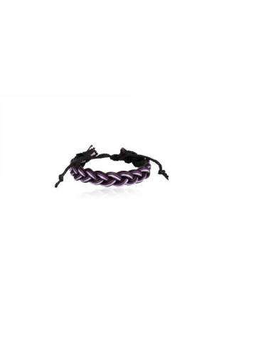 Bracelet cuir tressé violet et noir