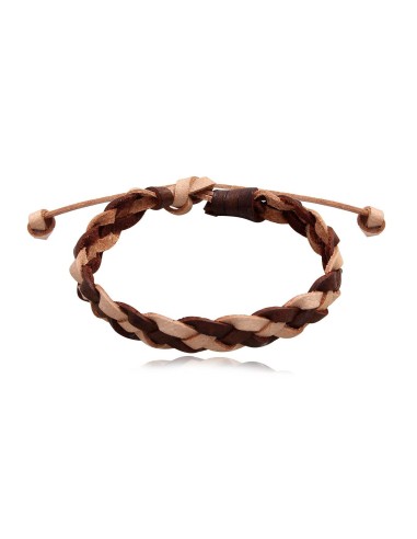 Bracelet cuir tressé marron