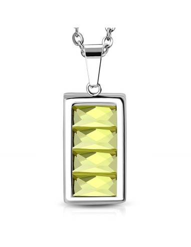 Pendentif zircone citrine en acier