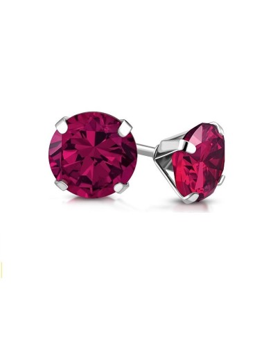 Boucles d'oreilles fushia en cristal et acier en 8 mm