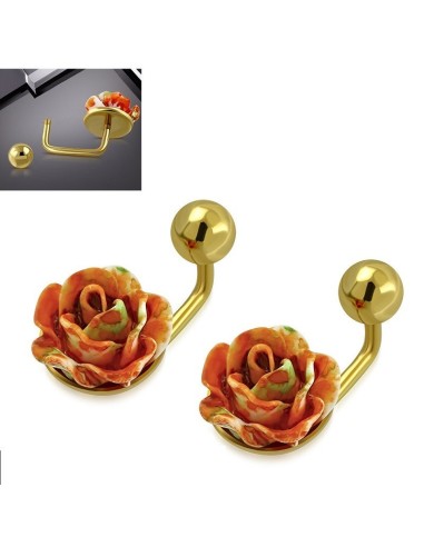 Boucles d'oreilles rose orange en acier modèle Bienfete