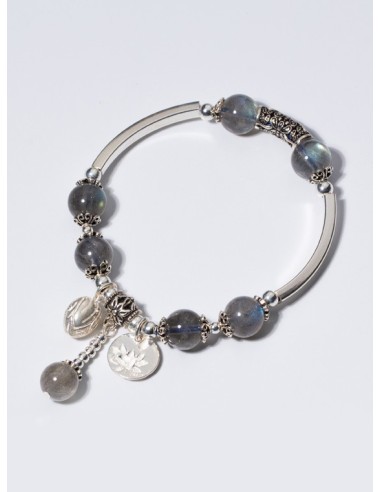 Bracelet argent et perles de cristal gris clair