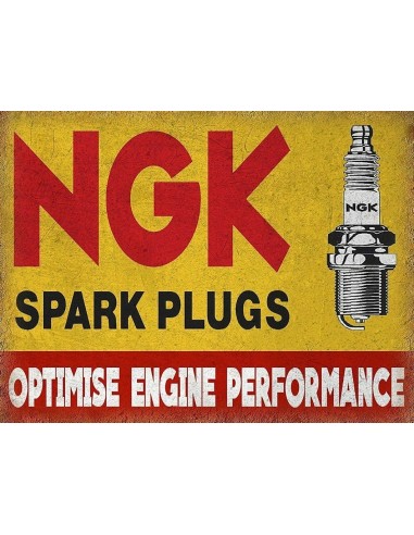Plaque métal vintage spark plugs -20 cm x 30 cm