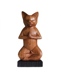 Chat Yoga sculpté à la main En position du Lotus