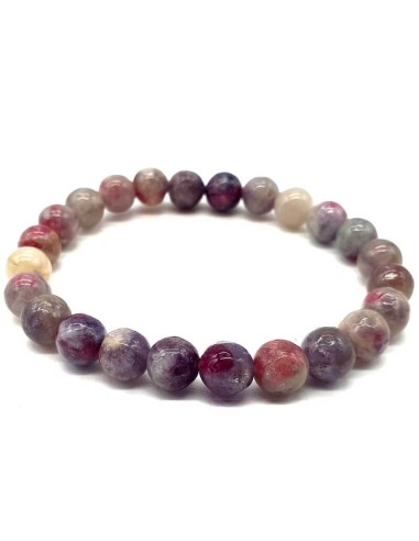 Bracelet pierre tourmaline multicolore perle en  10 mm