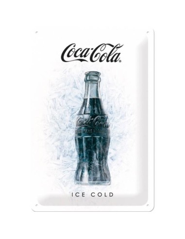 Plaque métal Coca Cola ice cold 30 cm x 20 cm