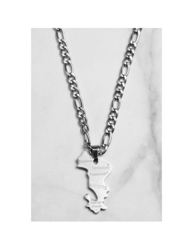 Collier Pendentif carte de Mayotte en acier