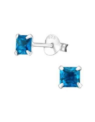 Boucles d'oreilles bleues saphir en argent