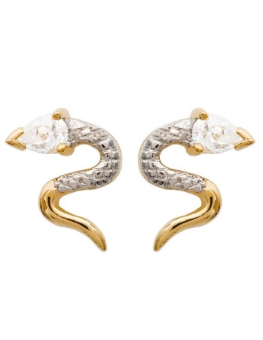 Boucles d'oreilles Serpent Zircon blanc Plaqué Or modèle Brind