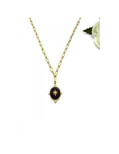 Collier en acier doré étoile