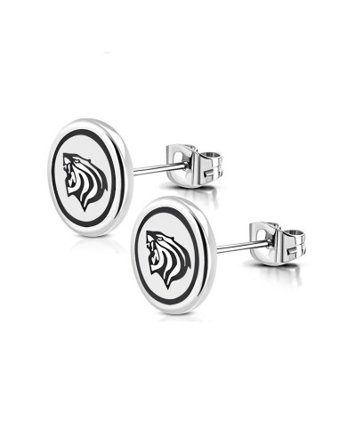 Boucles d'oreilles logo en acier