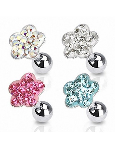 Piercing tragus fleur et strass
