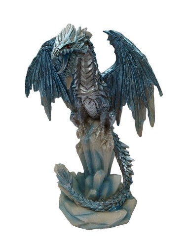 Figurine statuette dragon perché sur  des cristaux