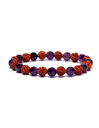 Bracelet Rudraksha et améthyste