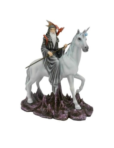 Statuette figurine druide sur une licorne