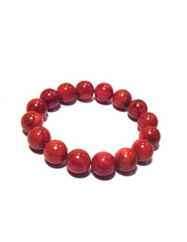 Bracelet en Pierres Boules de Corail reconstitué en 14 mm