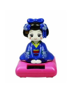 Figurine geisha poupée solaire bleue