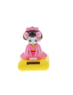 Figurine geisha poupée solaire rose et jaune