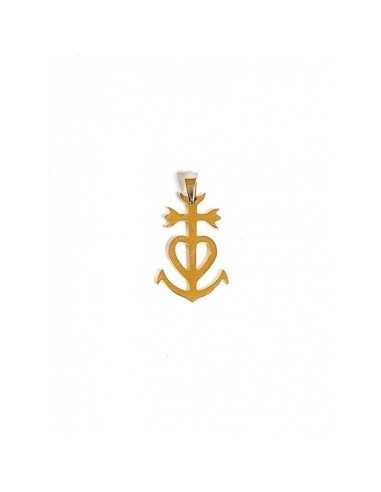 Pendentif croix de Camargue en acier doré