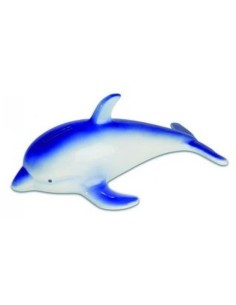 Tirelire dauphin en céramique bleue