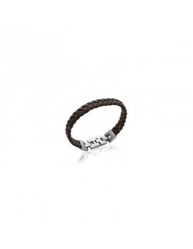 Bracelet cuir tressé noir modèle Ambrosios