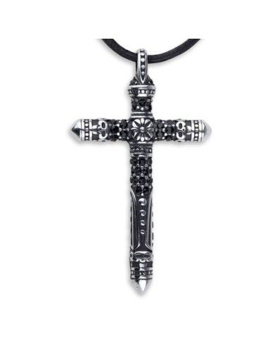 Collier pendentif croix en acier modèle Divitienne