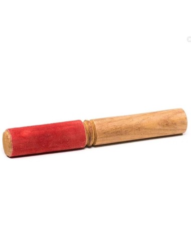 Maillet en bois beige et rouge pour Bol chantant de 19 cm