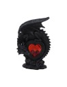 Figurine dragon noir avec un coeur rouge