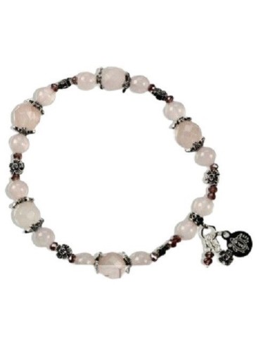 Bracelet quartz rose en 8 mm cristal et perles