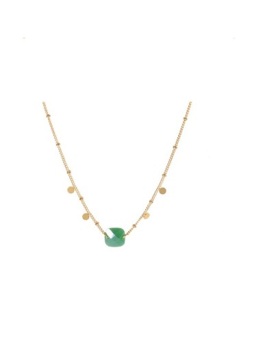 Collier Aventurine et acier doré