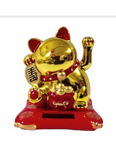 Figurine chat rieur doré Maneki Neko porte bonheur