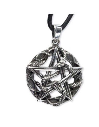 Pendentif serpent dans pentagramme bijou en acier