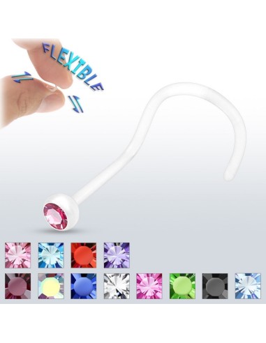 Piercing labret bioflex cristal  blanc 3 mm