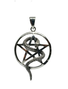 Pendentif pentagramme et serpent bijou en acier