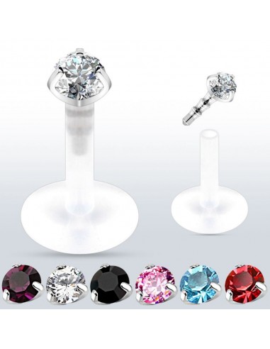 Piercing labret bioflex strass rond modèle Antogone