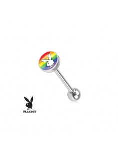 Piercing langue playboy et logo arc en ciel gay pride modèle Arcangel