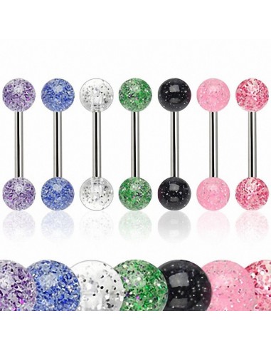 Piercing langue avec boules Ultra Glitter modèle Artemus
