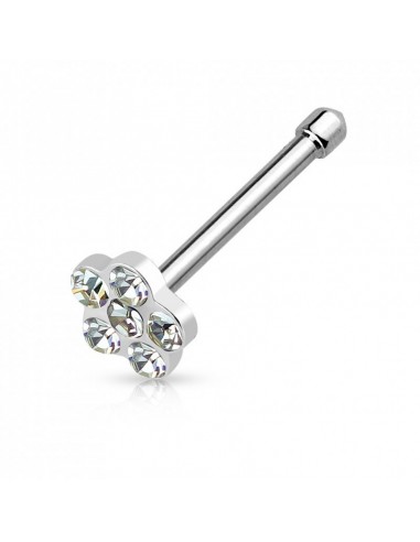 Piercing nez acier droit fleur blanche modèle Ahtur