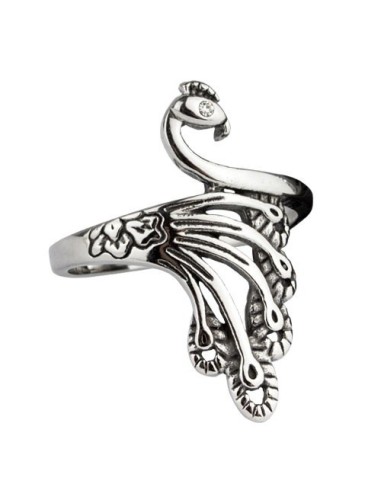 Bague paon bijou en acier