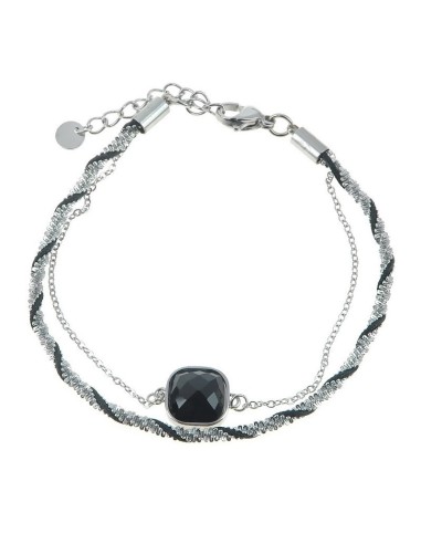 Bracelet zircon noir bijou en acier