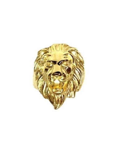 Bague lion acier doré