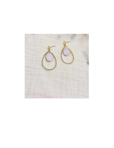 Boucles d'oreilles pendantes bijou en acier doré