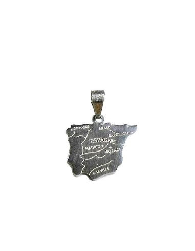 Pendentif carte Espagne en acier