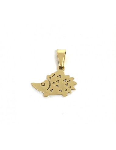 Pendentif hérisson en acier doré