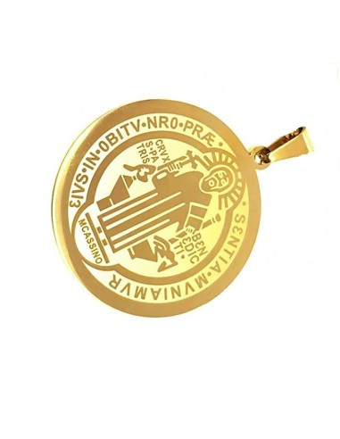 Pendentif Saint Benoît de Norcia bijou en acier doré