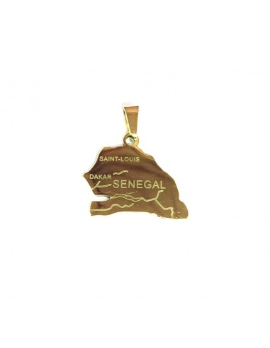 Pendentif Sénégal carte bijou  en acier doré