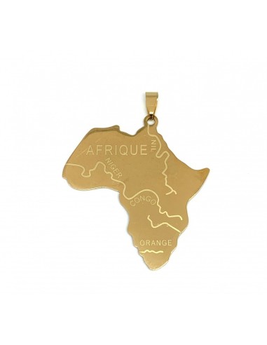 Pendentif Afrique bijou en acier doré