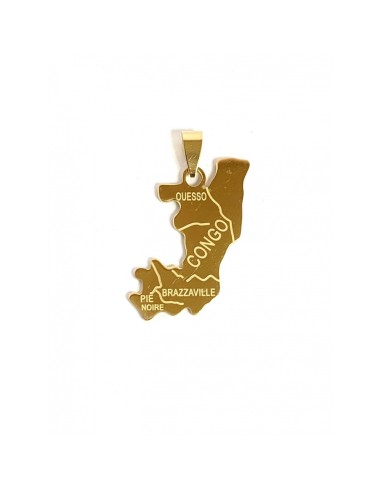 Pendentif Carte Congo bijou en acier doré