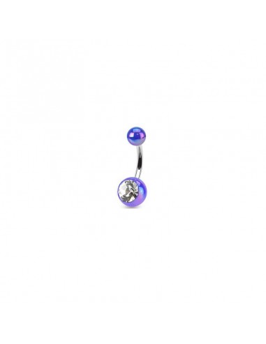 Piercing nombril boule bleu et cristal modèle Abessa
